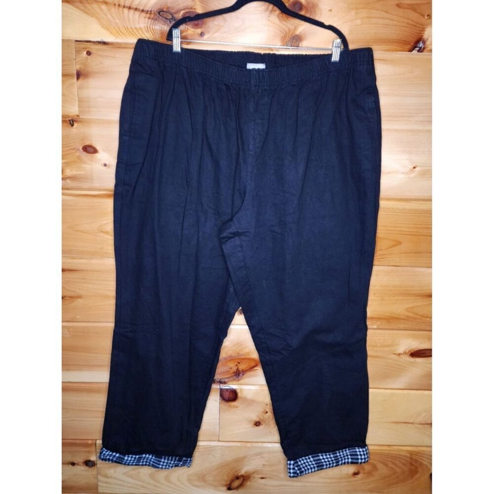 Woman Within Plus Size 38W Black Flannel Lined Pull On Jeans Flannel Lining